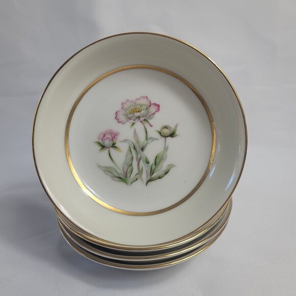 FOUR Mikado Harmony Fruit Bowls Cream Rim Pink Floral Center - Picture 1 of 14